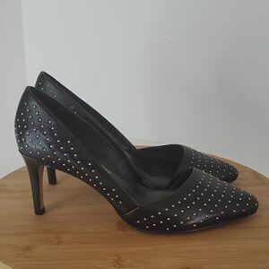 Rebecca Minkoff Silver Studded Black Leather Heels Size 7.5